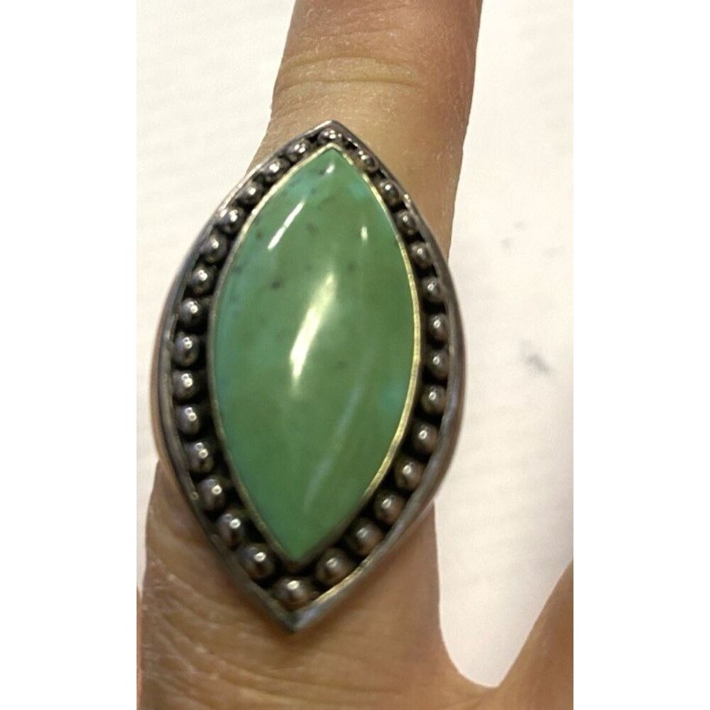 Vintage Thailand Sterling Silver & Turquoise Ring Size 9.5 Unique Free Shipping